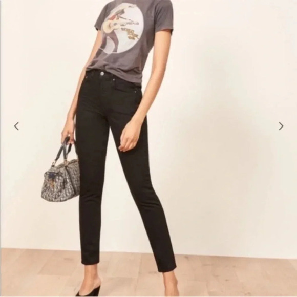 Reformation High Rise & Skinny Jeans in Black Wash Size 25 B22 - Picture 1 of 7